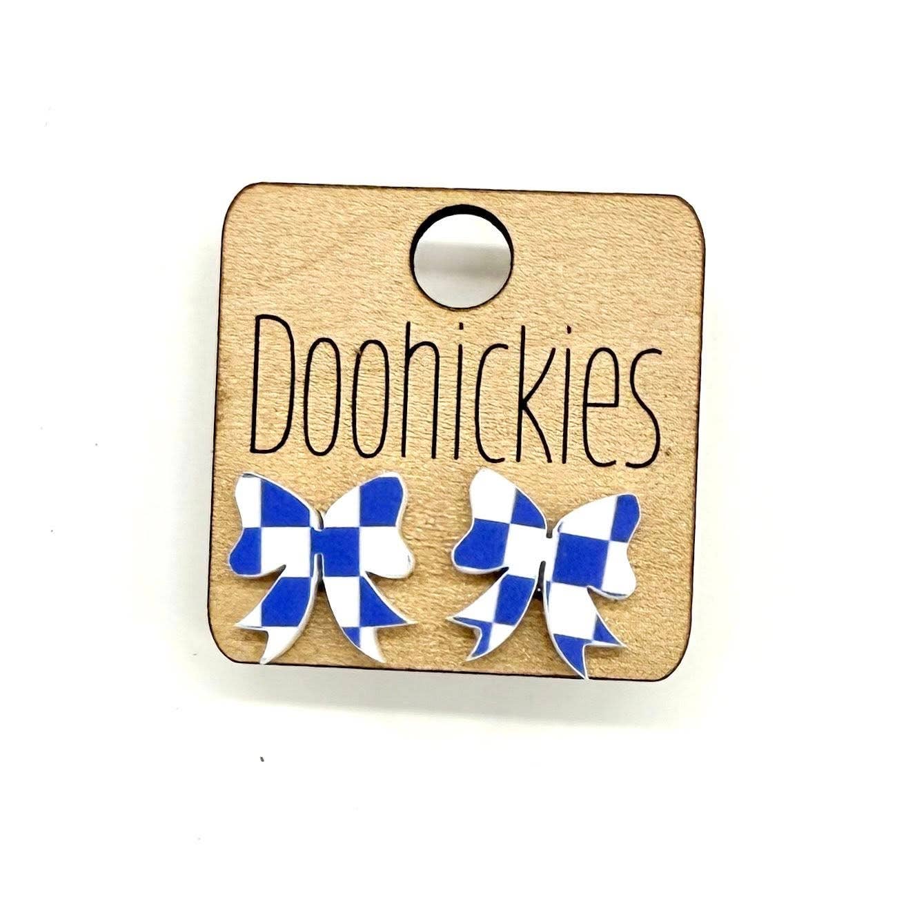 School Spirit Checkered Bow Stud Earrings