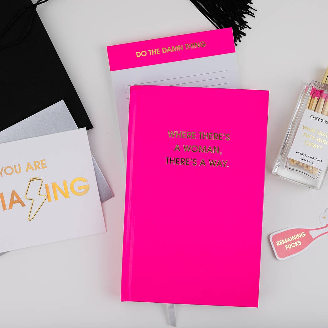 Where There's A Woman There's A Way Hardcover Daily Journal Bright Pink