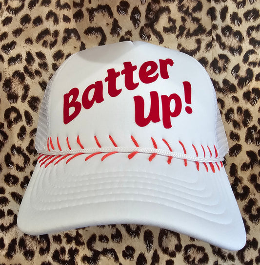"Batter Up" White Trucker Hat