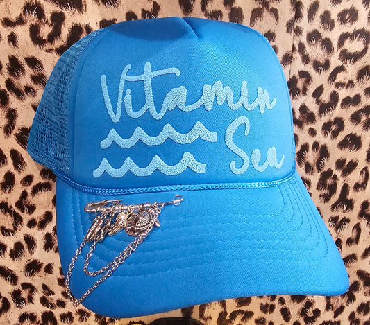 "Vitamin Sea" Blue Trucker Hat w/Chain