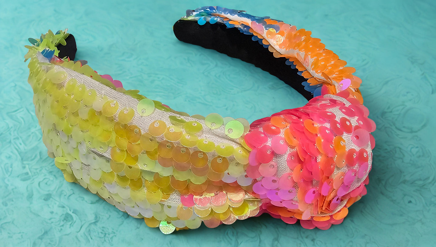 Neon Color Sequin Knot Headband