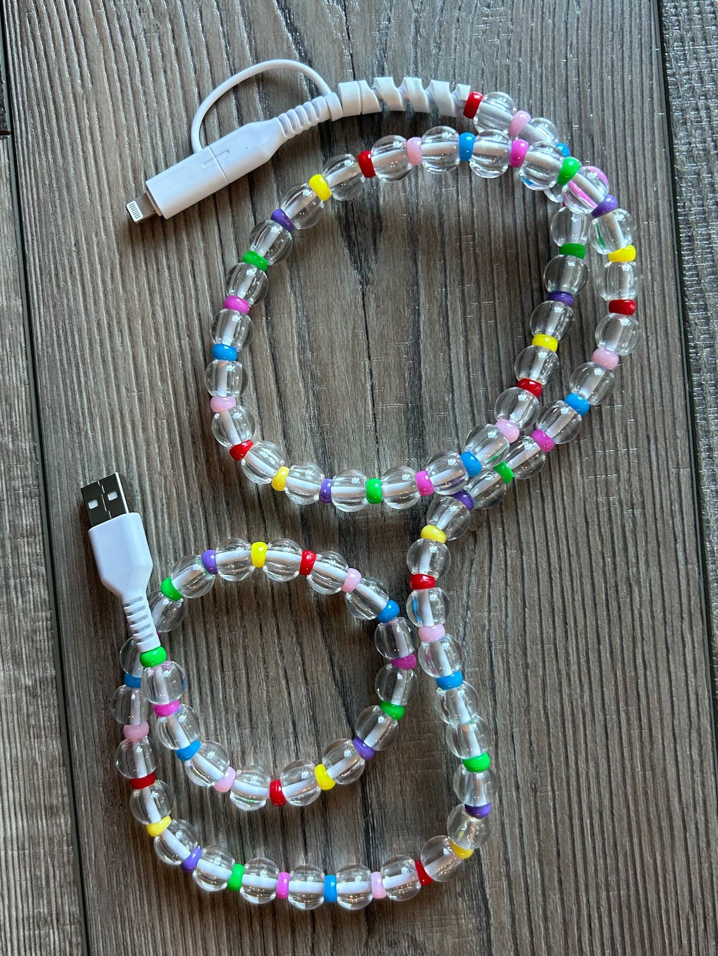 Beaded Phone Charger w/Lightning & USB-C Cable