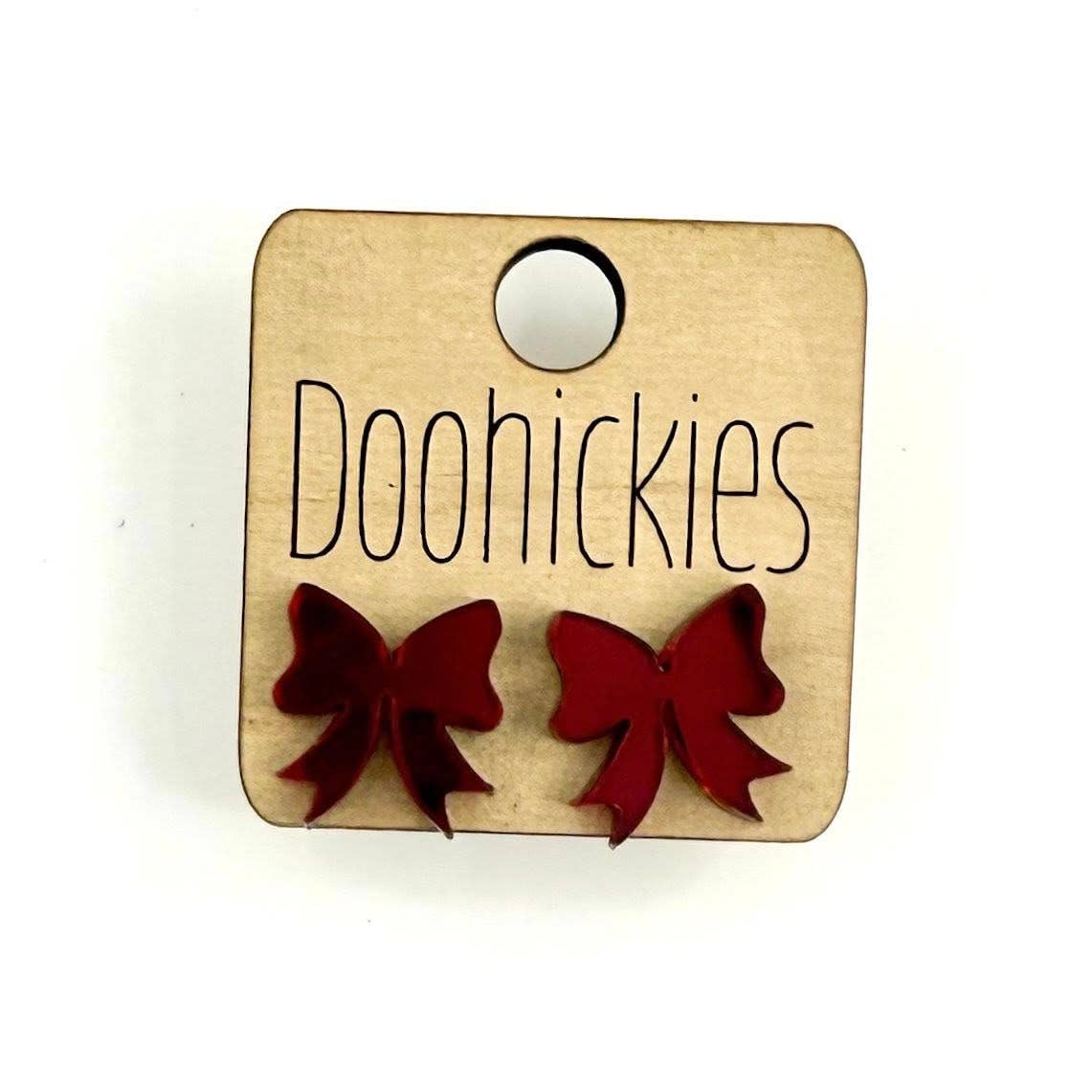 School Spirit Mirror Bow Stud Earrings