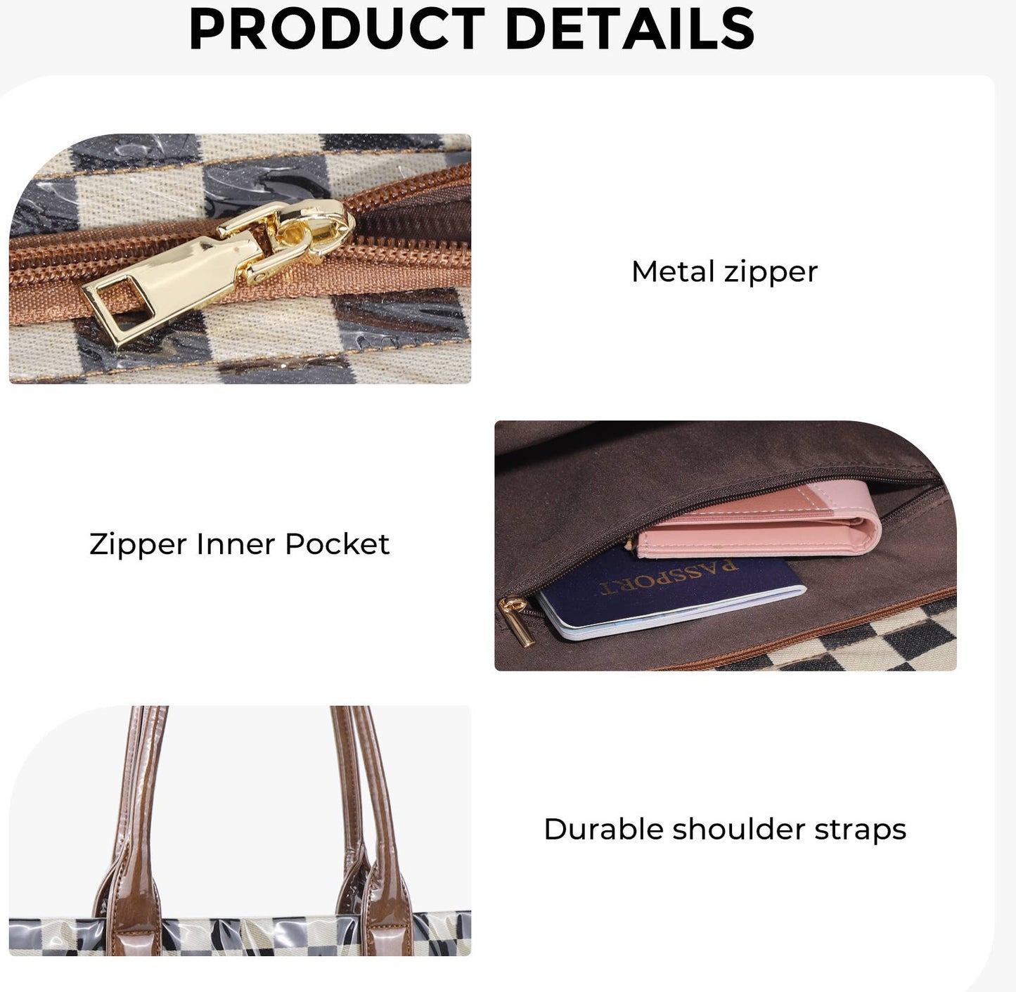 Zipper Checkered TOTE BAG