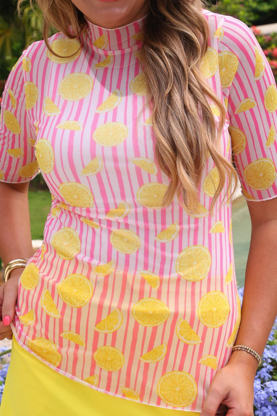 Pink Lemonade Short Sleeve Mesh Top