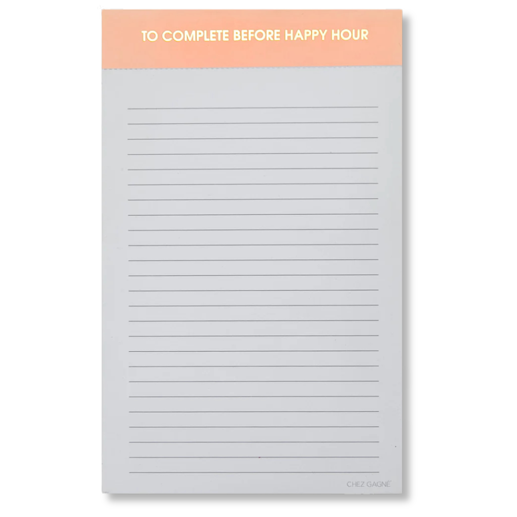 To Complete Before Happy Hour Lined Notepad Sunset Pink