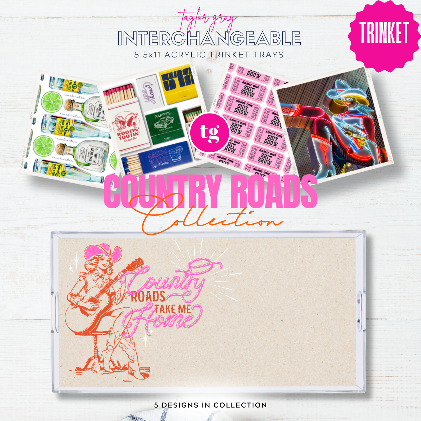 5.5 x 11 COUNTRY ROADS Insert Set of 5