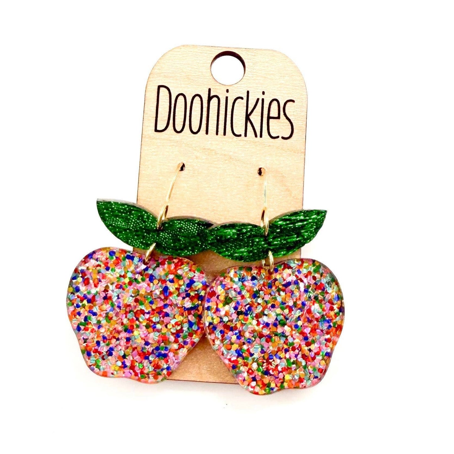 Glitter Apple Earrings - Daisy Confetti