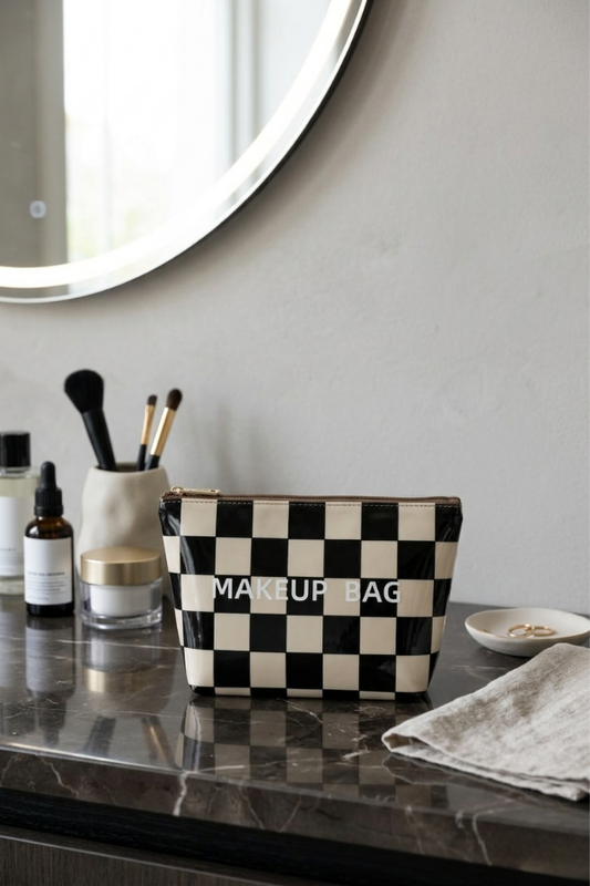 Black & White Checkered MAKEUP BAG