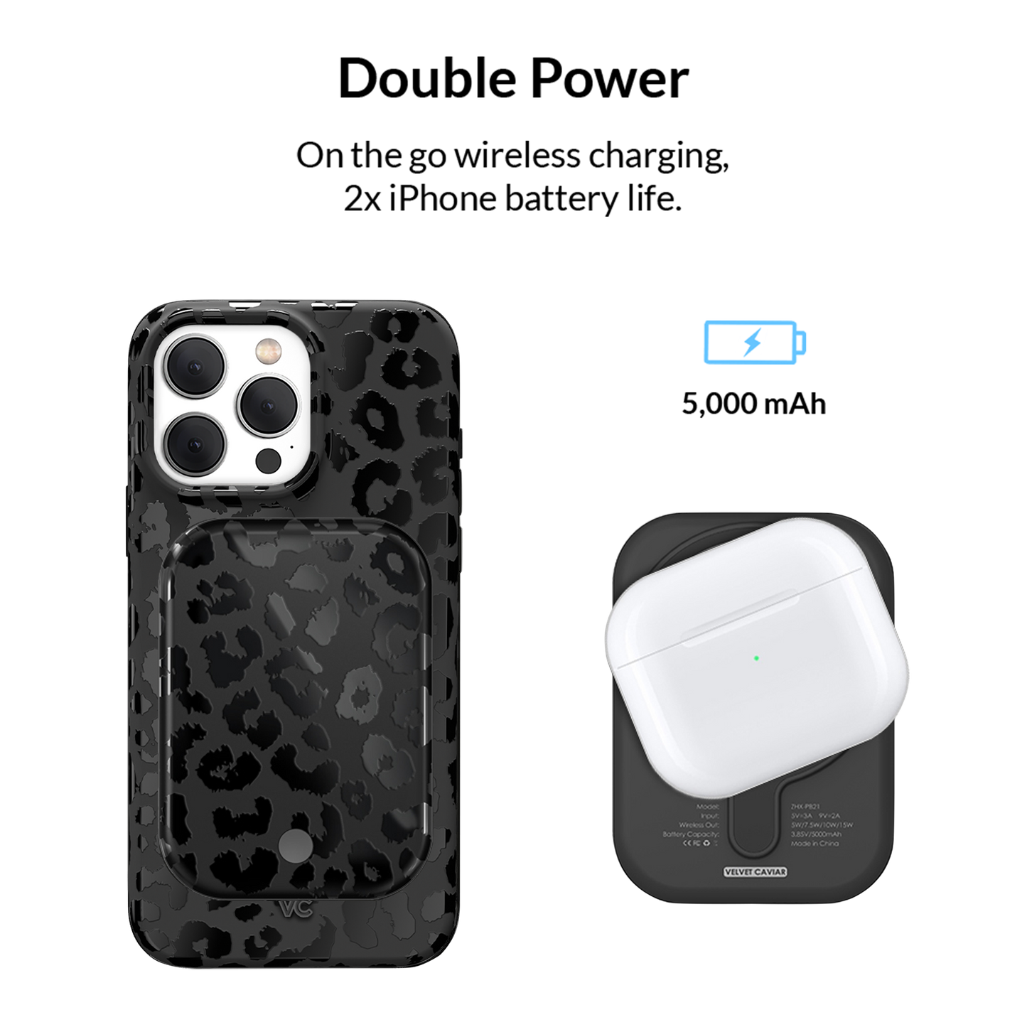 Wireless Phone Charger - Black Leopard