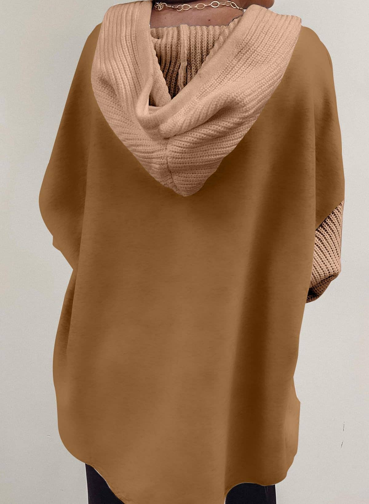 Colorblock Hoodie Sweatshirt with Button Detail