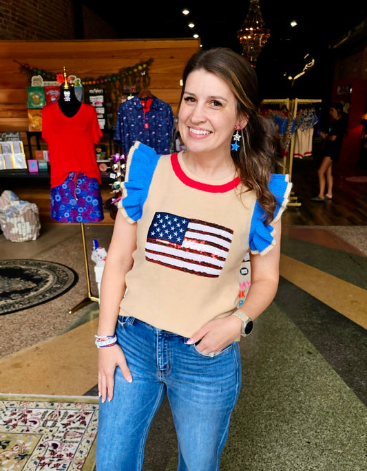 4th of July Sequin Knit Top