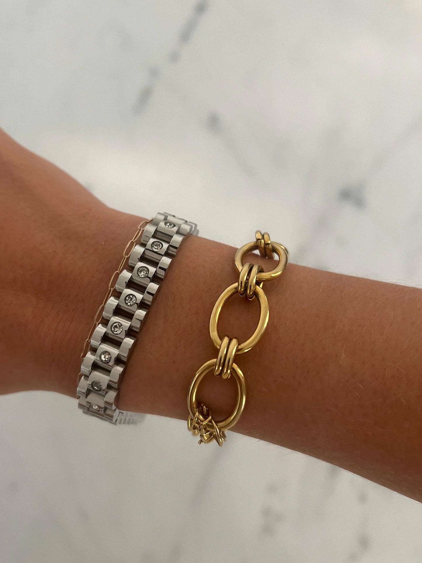 SILVER DIAM0ND WATCH BAND BRACELET