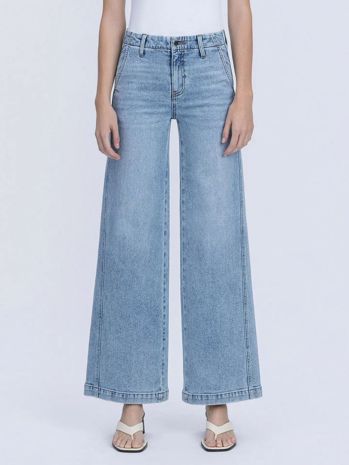 High Rise Trouser Hem Twist Wide Leg Jeans