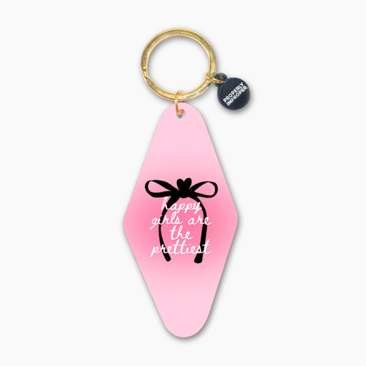 Happy Girls Are The Prettiest - Printed Keychain Bow Design
