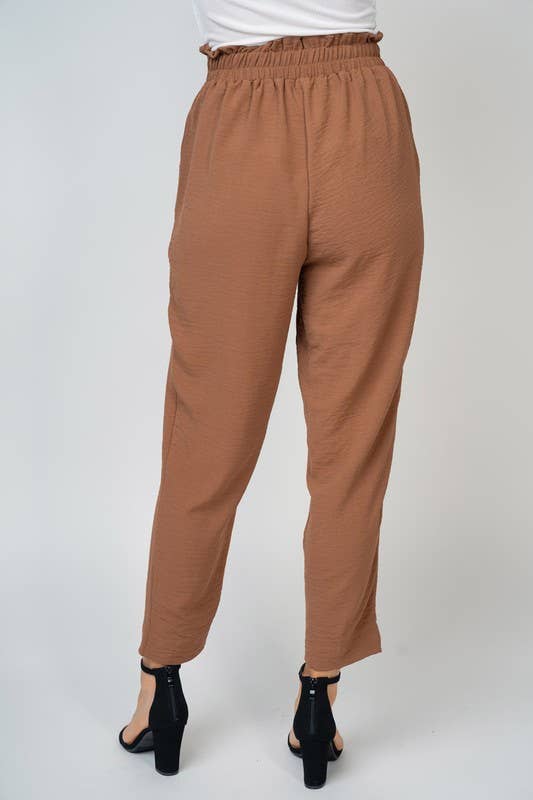 P77134 High Waisted Solid Woven Pant
