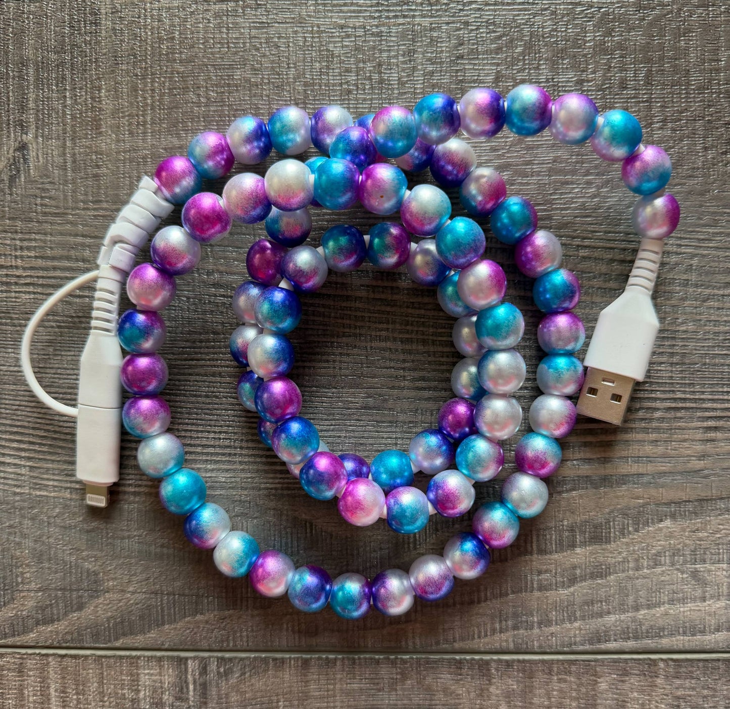 Mermaid Beaded Phone Charger w/Lightning & USB-C