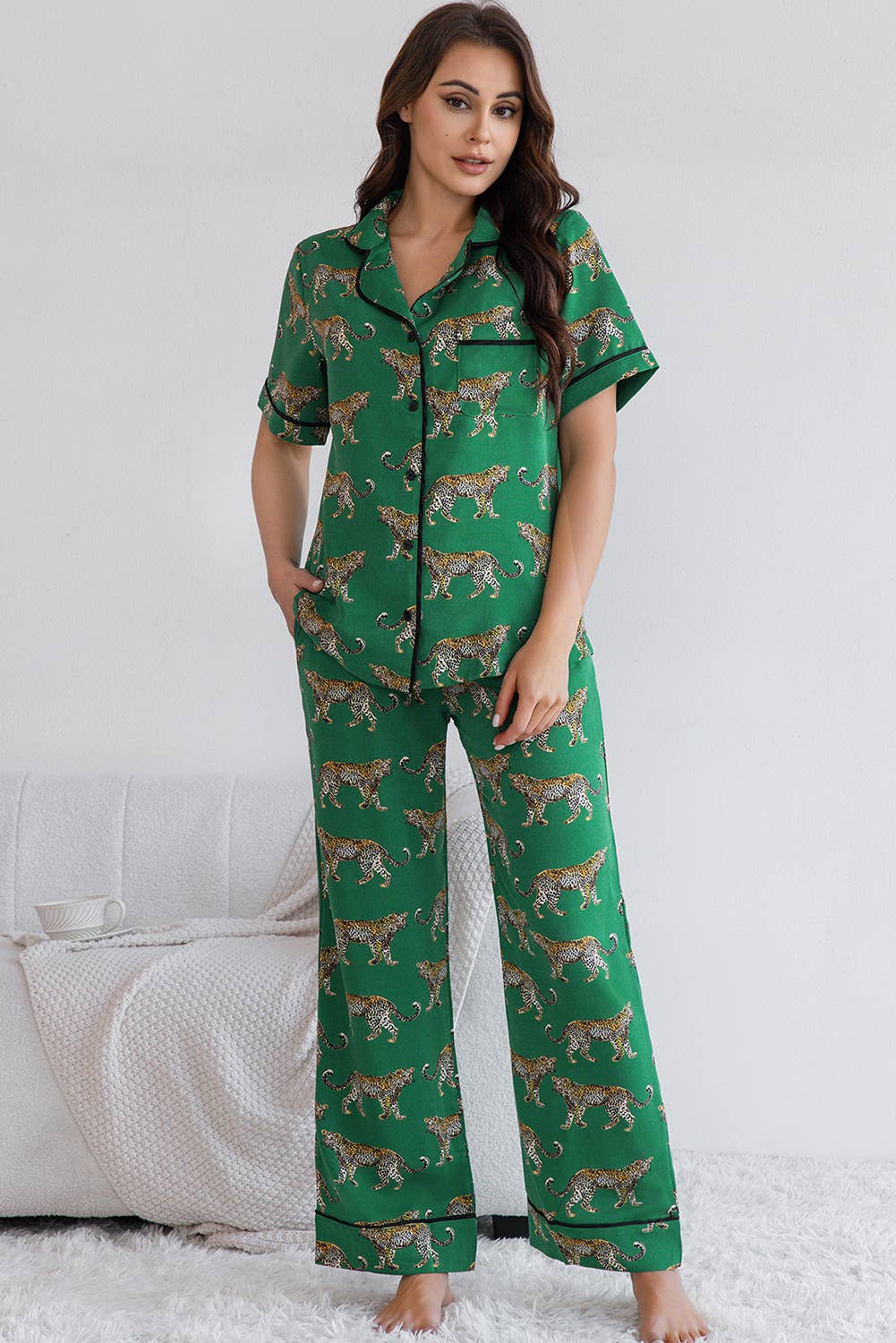 Cheetah Print SS Pajama Set