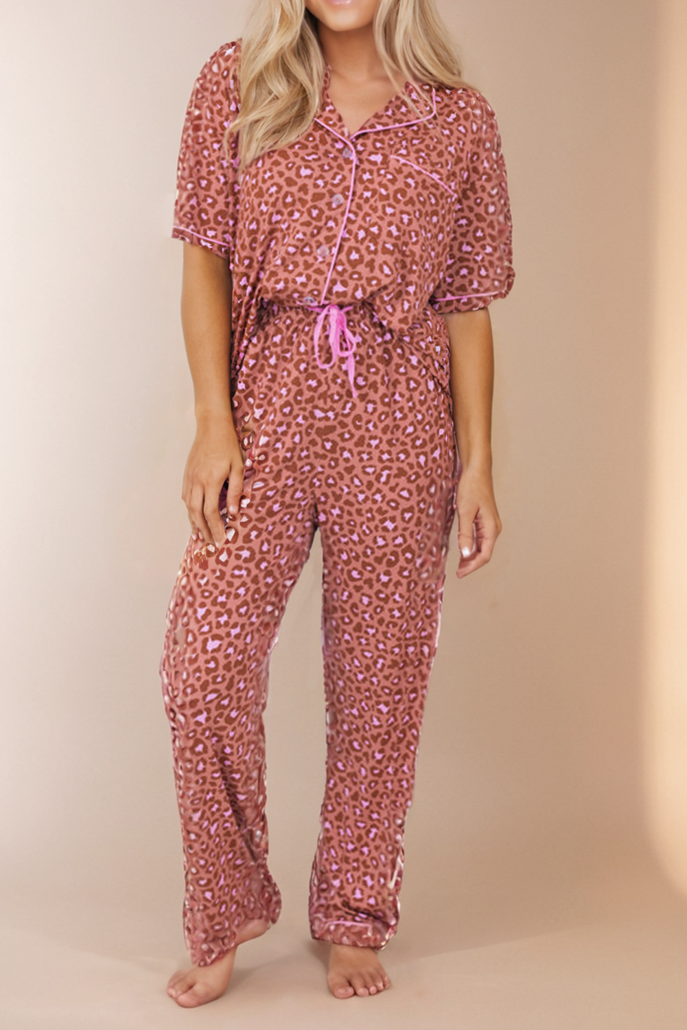Leopard Print SS Pajamas Set