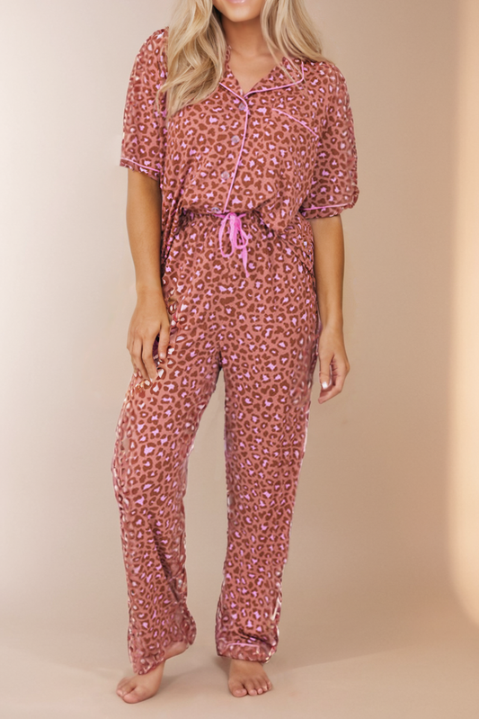 Leopard Print SS Pajamas Set