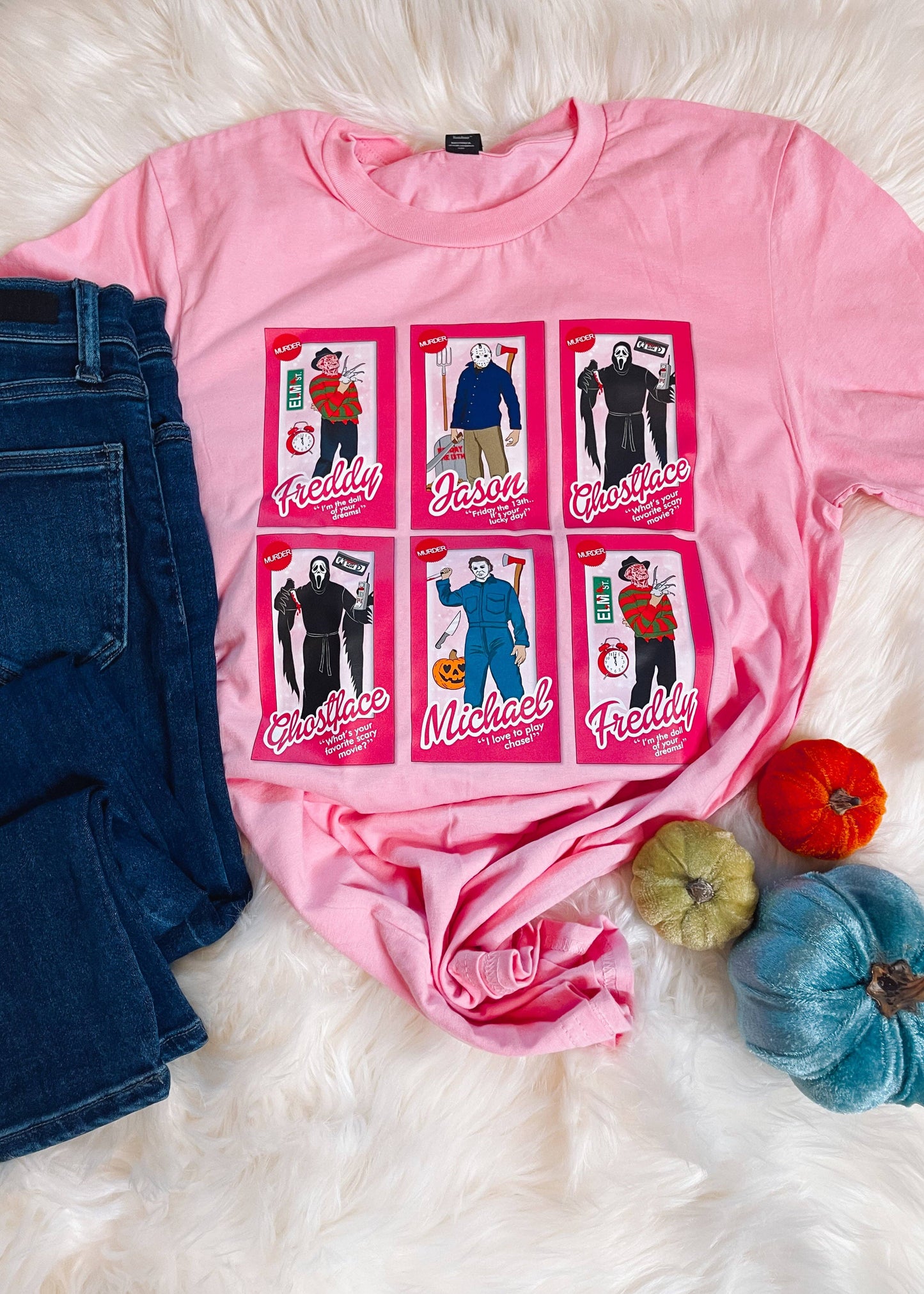 Horror Movie Characters Barbies Graphic Tee (S-2XL)