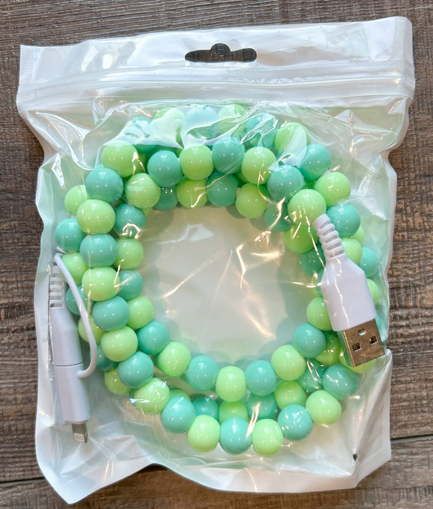 Beaded Phone Charger w/Lightning & USB-C Cable
