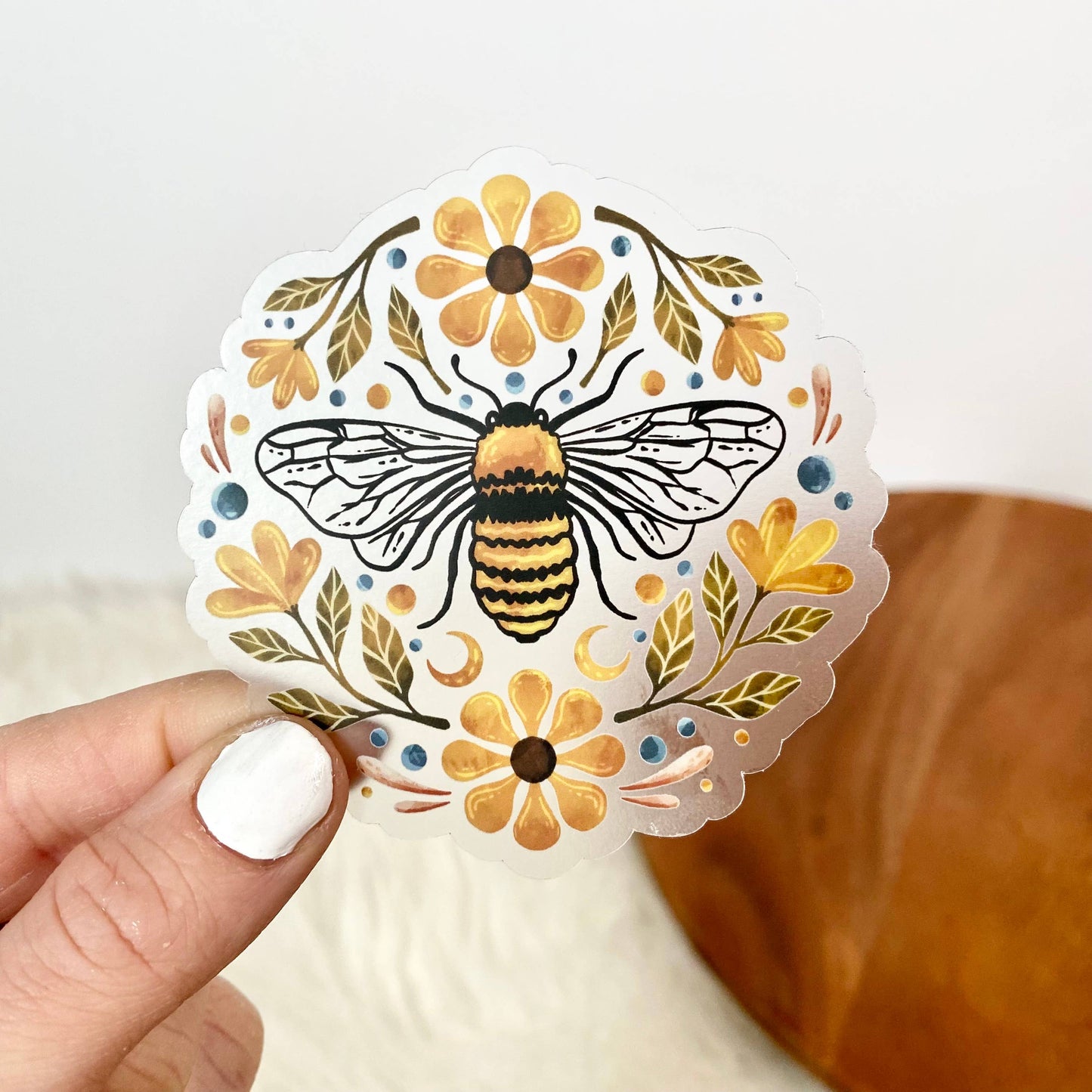 Flowers & Bee Clear Sticker