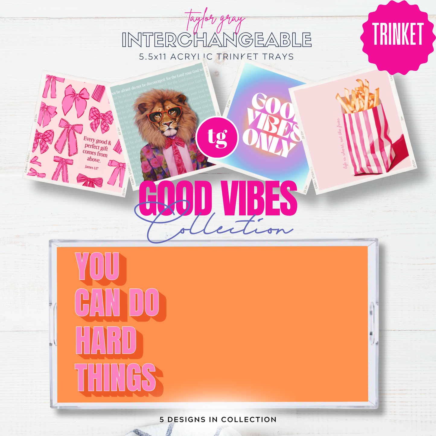 5.5 x 11 GOOD VIBES Insert Set of 5