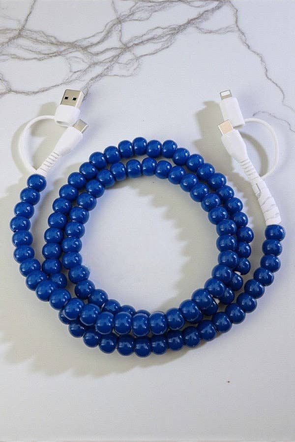 Dark Blue Beaded Cord Charger