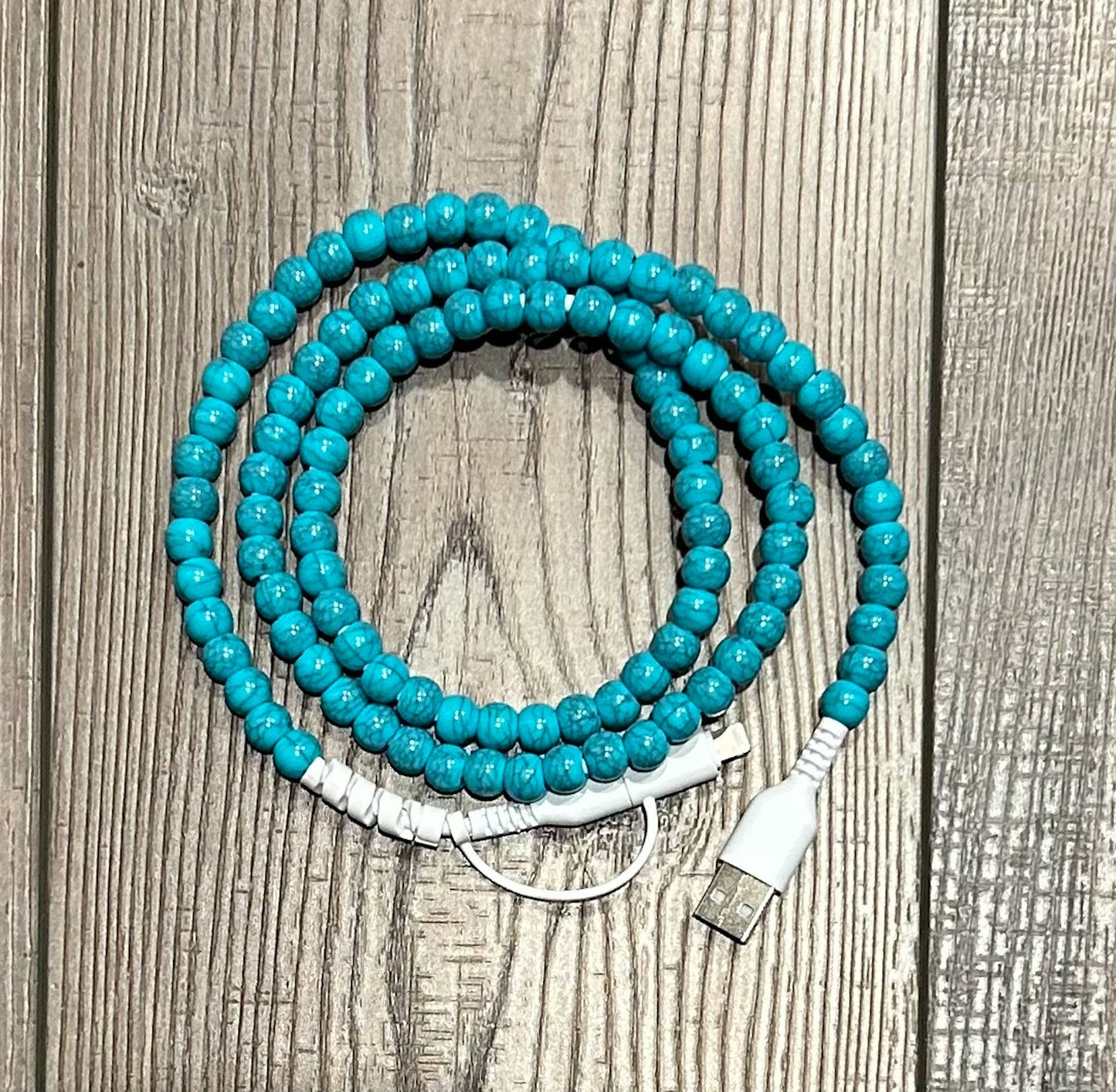 Beaded Phone Charger w/Lightning & USB-C Cable