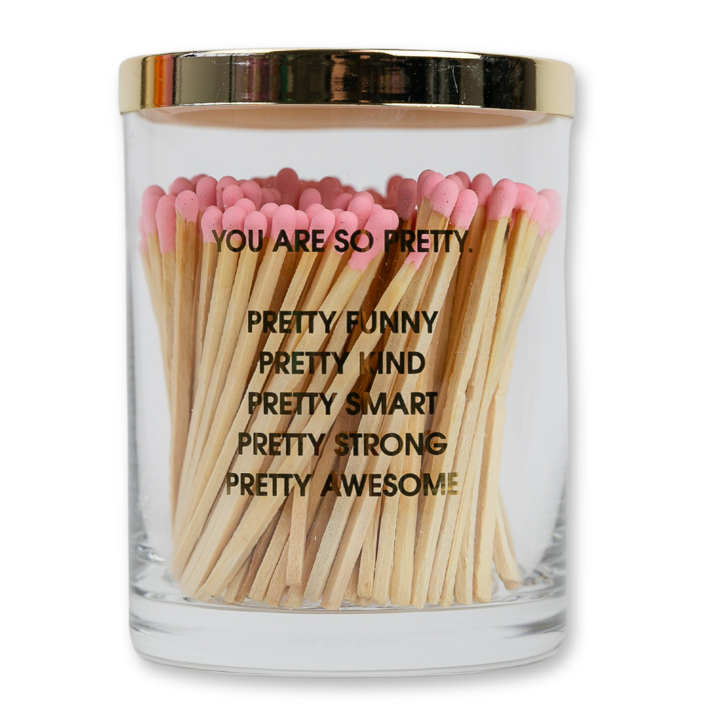 You Are So Pretty -  Match Set + Rocks Glass Duo -  200 Matches + Rocks Glass Set