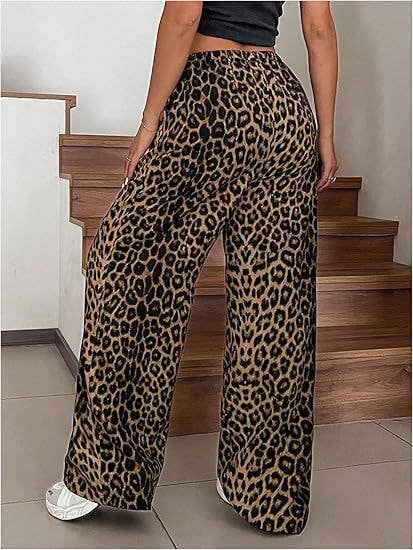 Leopard Print Wide-Leg Pants