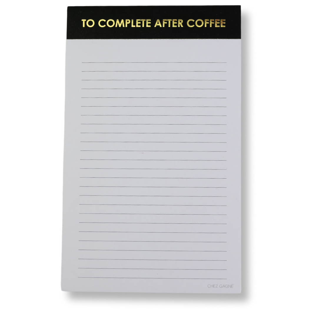 To Complete After Coffee Lined Notepad Black