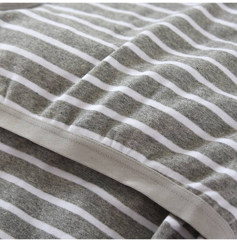 Basic Cotton Stripe Tank Top w/Self Bra