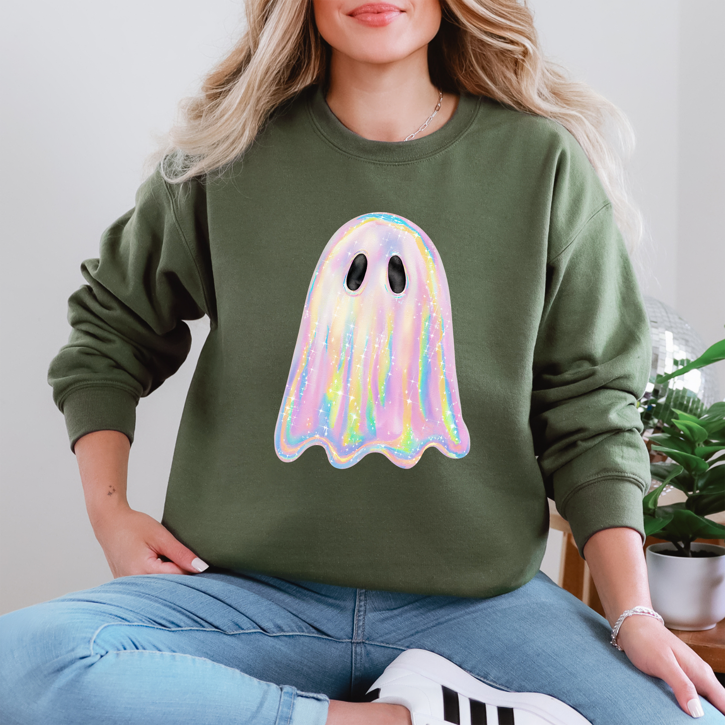 Shimmering Ghost, Iridescent Ghost Halloween Sweatshirt