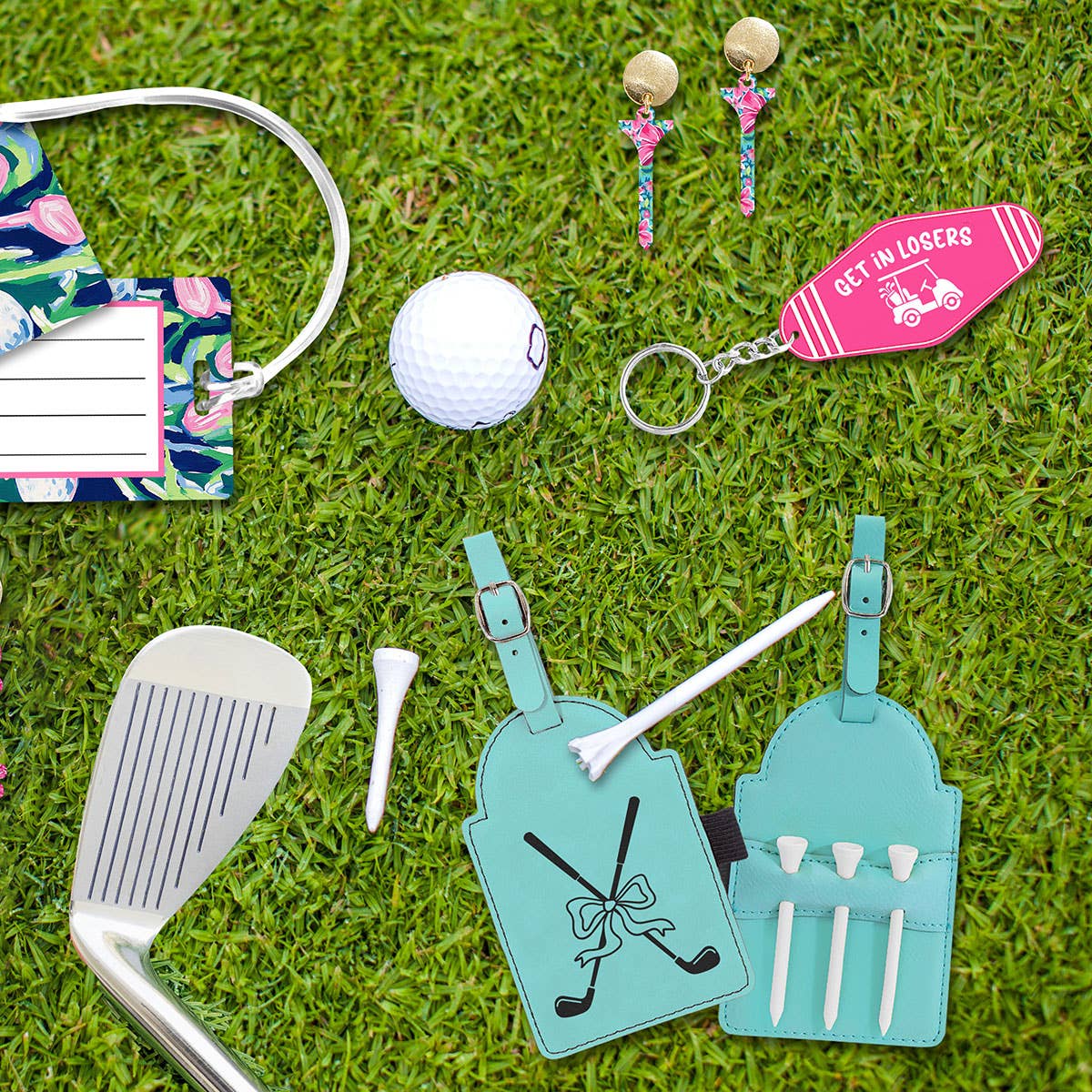 Hot Pink/White Get In Golf Keychain