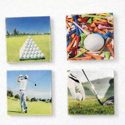 Golf Lover Glass Coasters Set of 4