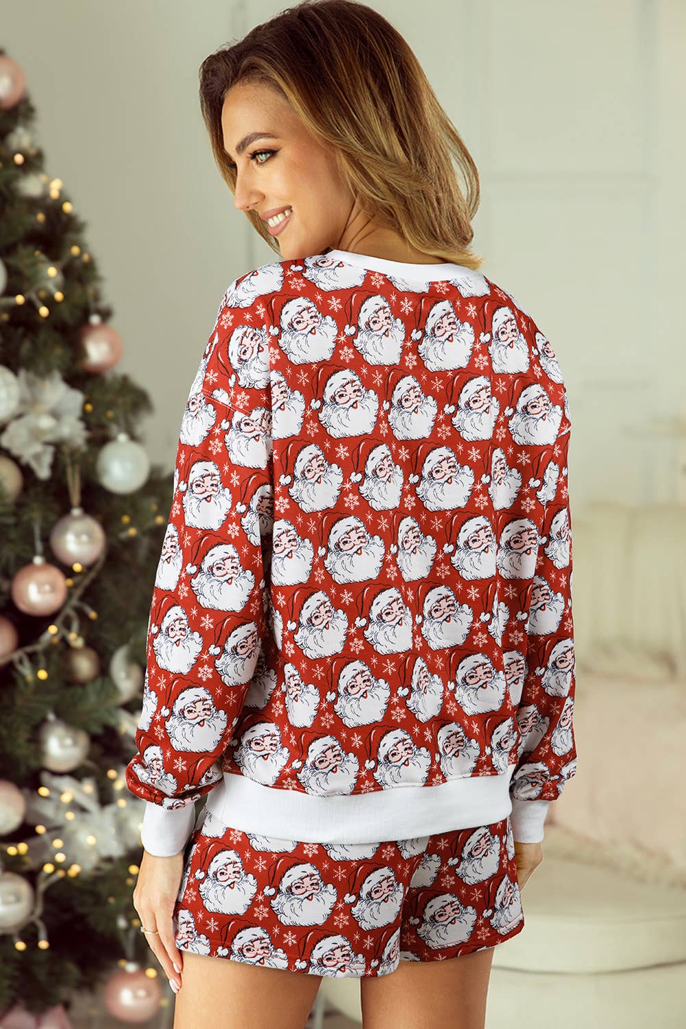 Ho Ho Ho Christmas Fashion Print 2pcs Lounge Short Set