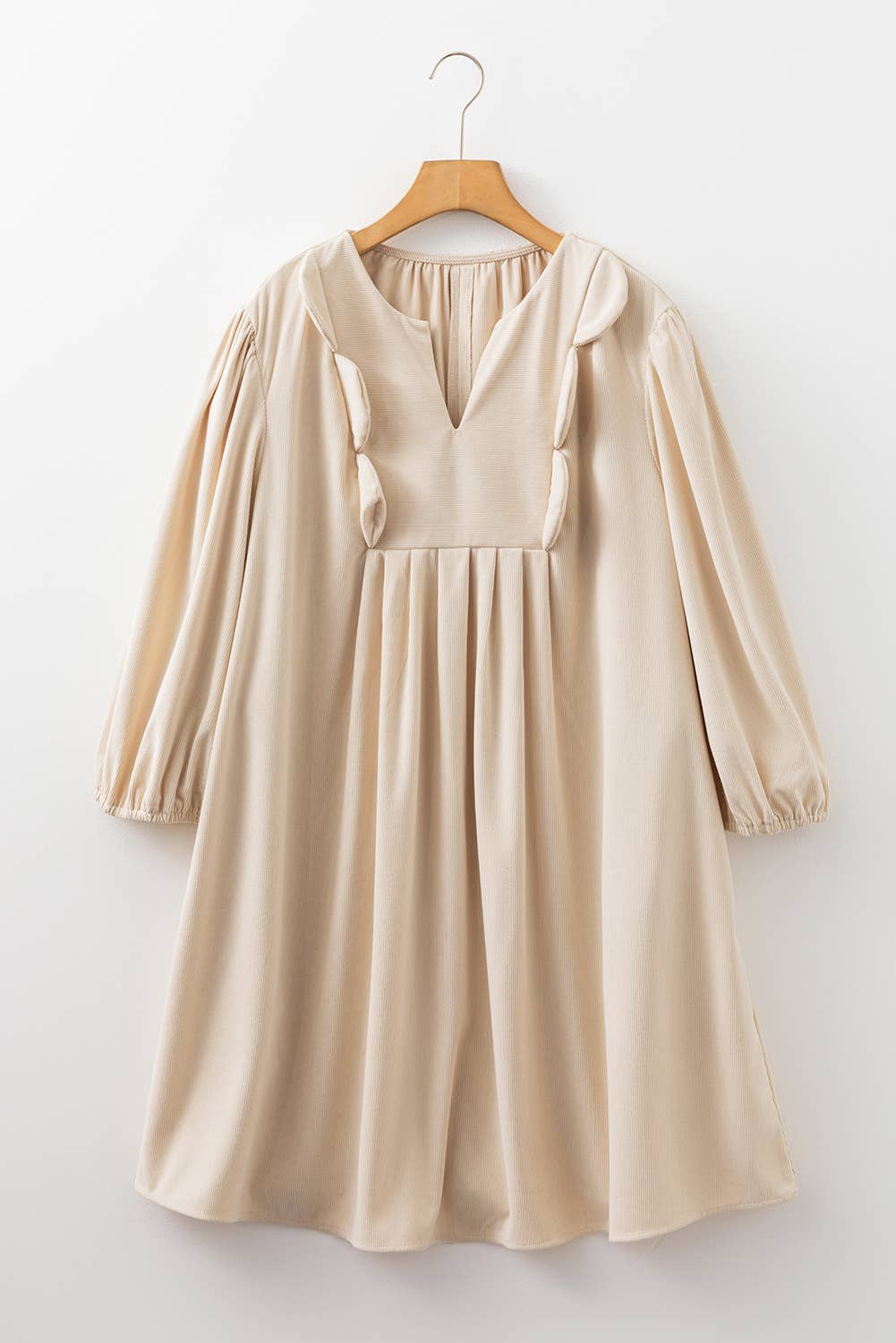 Notched Neck Scallop Detail Plus Size Mini Dress