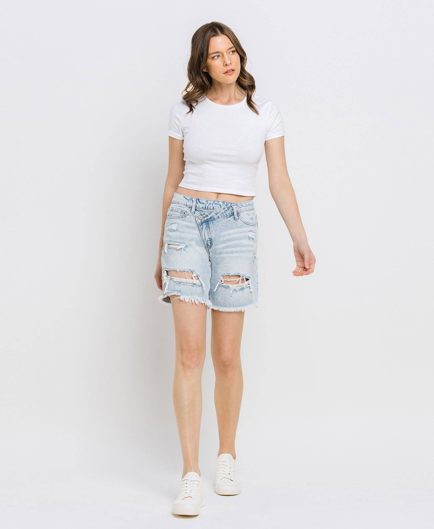 SUPER HIGH RISE CRISS CROSS BOYFRIEND SHORTS