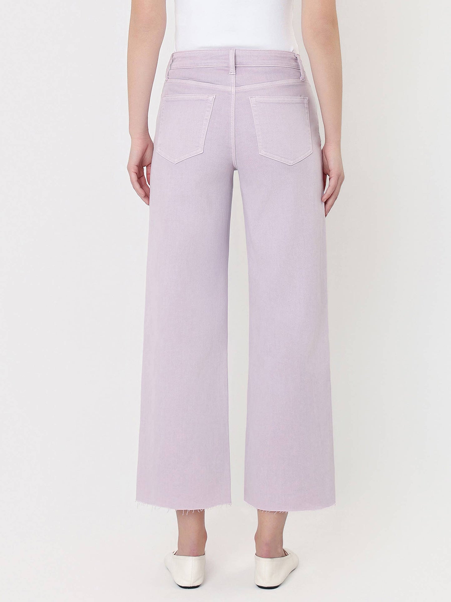 HIGH RISE LAVENDER COLOR CROP WIDE LEG JEANS