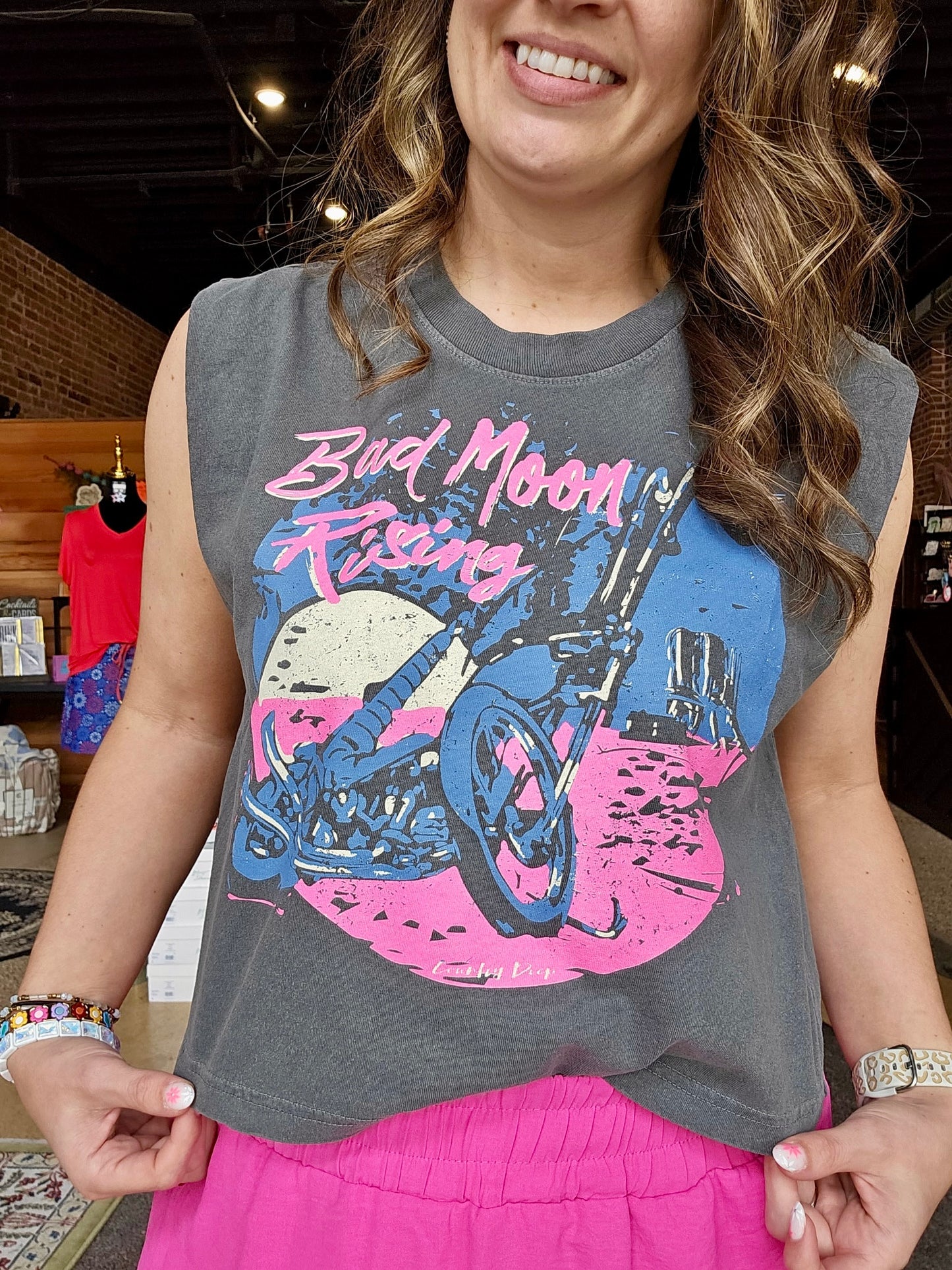 Bad Moon Rising Chopper 1980's Boxy Midriff Muscle Top