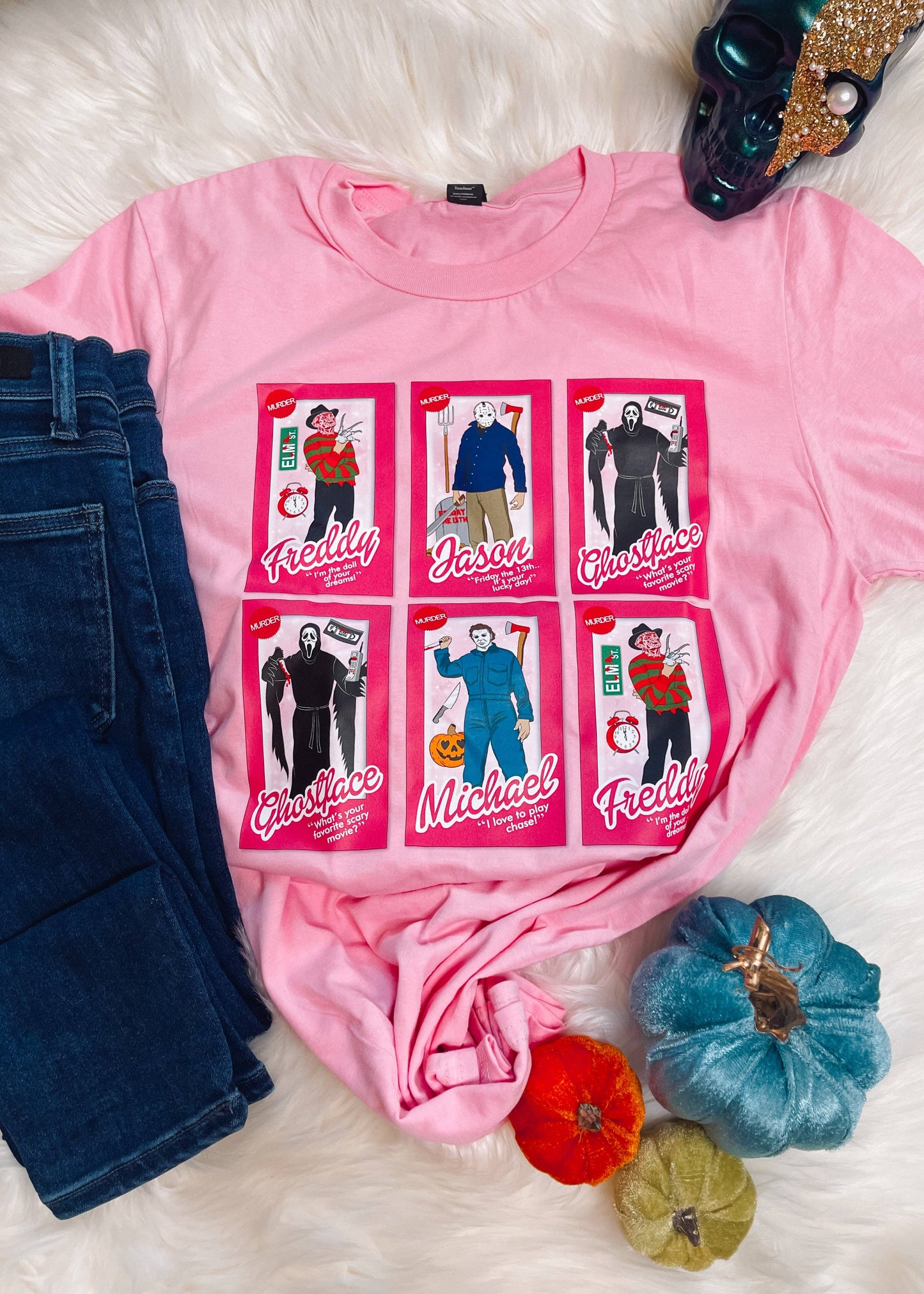 Horror Movie Characters Barbies Graphic Tee (S-2XL)