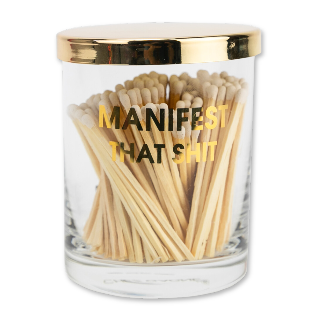 Manifest That Shit -  Match Set + Rocks Glass Duo -  200 Matches + Rocks Glass Set