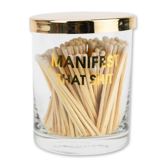 Manifest That Shit -  Match Set + Rocks Glass Duo -  200 Matches + Rocks Glass Set