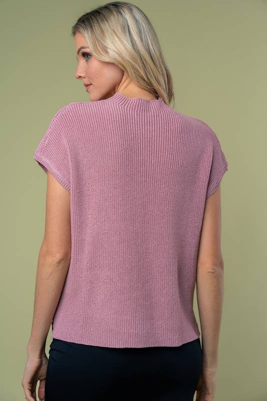 T10057 Short Sleeve Solid Knit Top