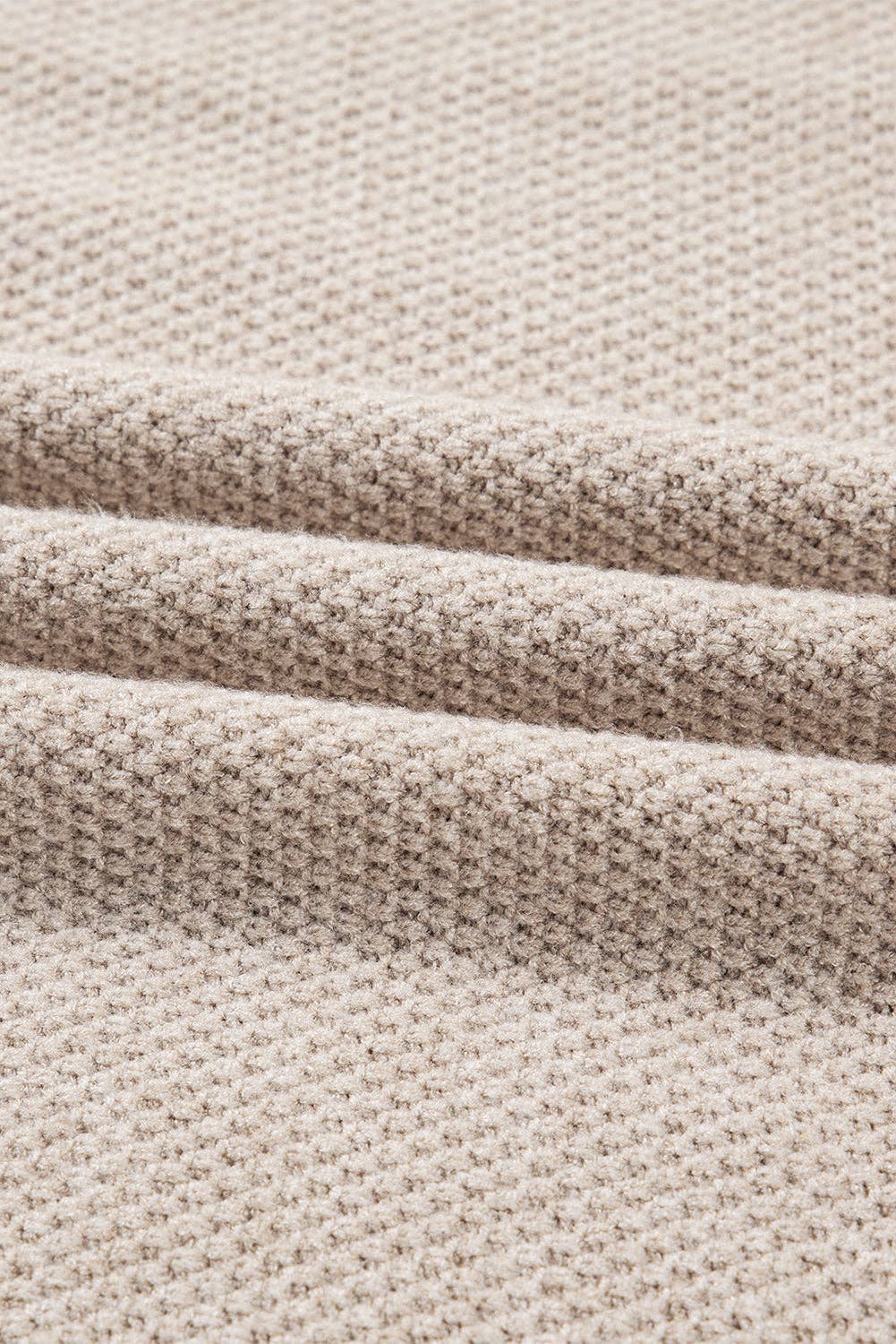 Parchment Color Block Knit Striped Sleeve Detail Casual Sweater