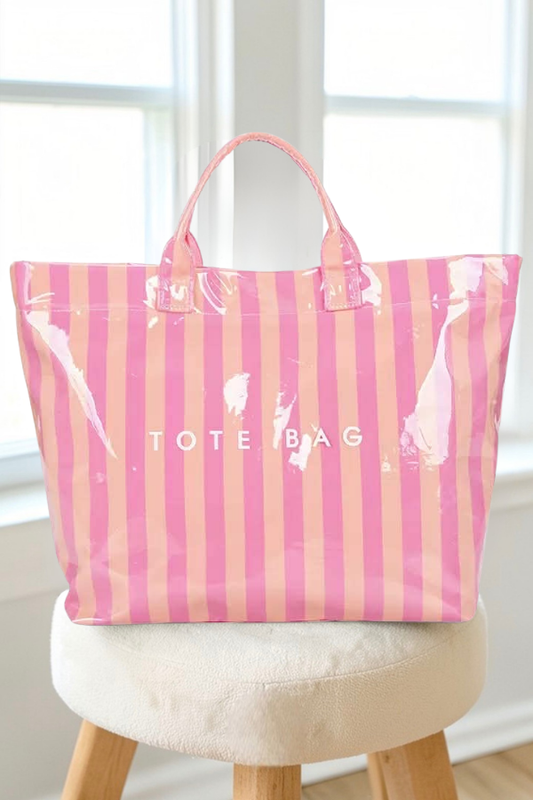 Pink & Orange Striped TOTE BAG