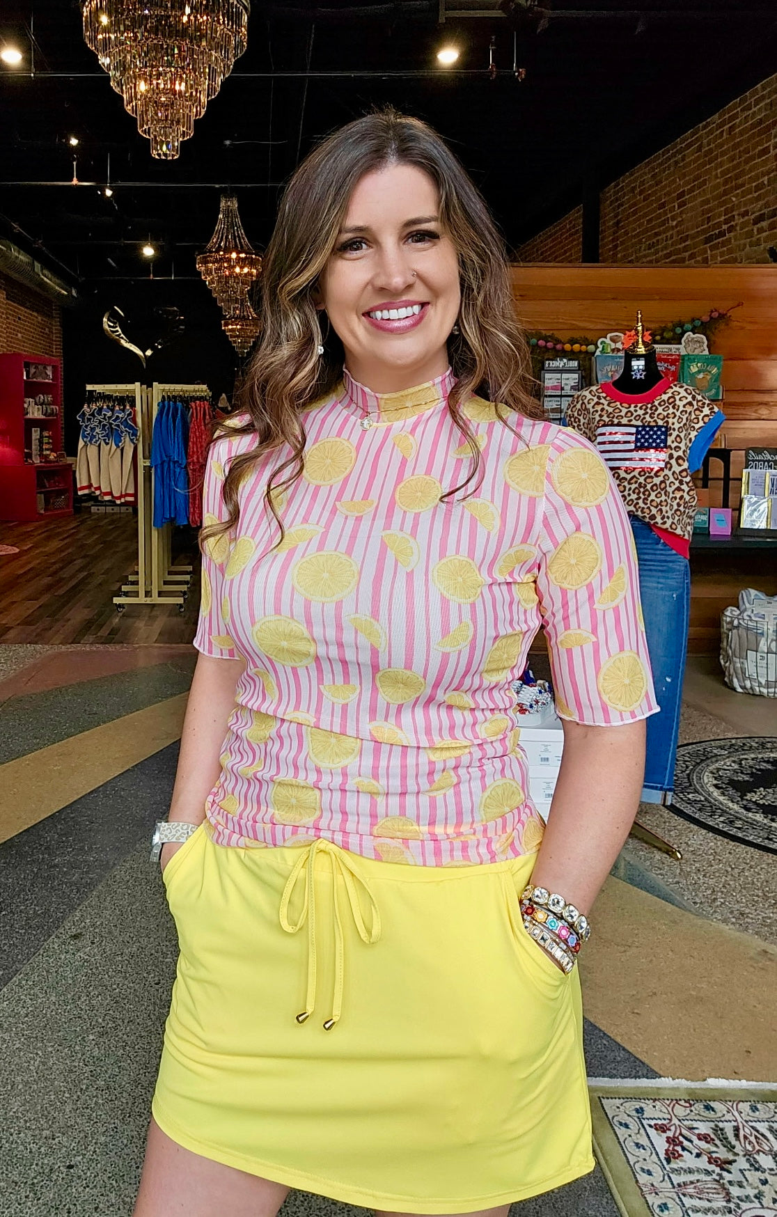 Pink Lemonade Short Sleeve Mesh Top