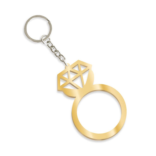 Mirrored Gold Diamond Ring Keychain